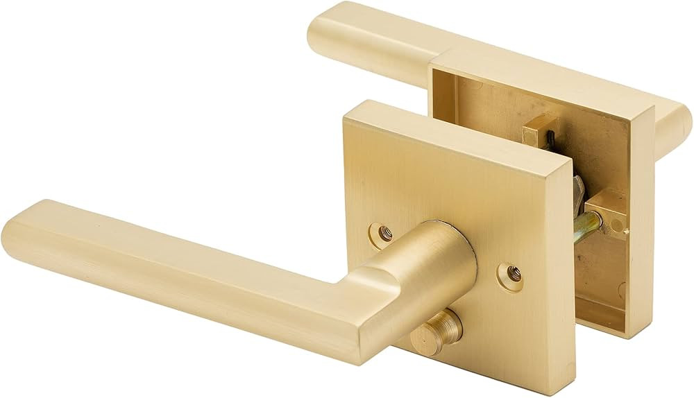 Linkaa Pivacy Door Lever Gold Stain Brass Door Handles Lever Door Handle with Lock, Keyless Door ... | Amazon (US)