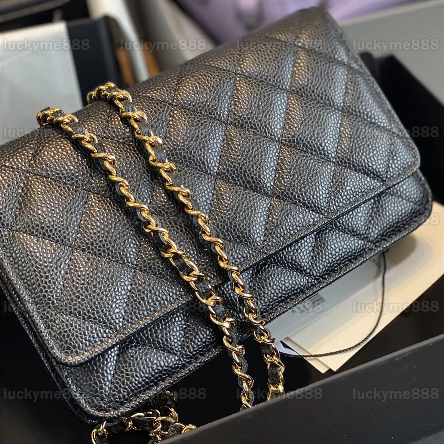 10A Mirror Quality Designers Wallet On Chain Bags Mini 19cm Flap Quilted Black Purse Women Real L... | DHGate