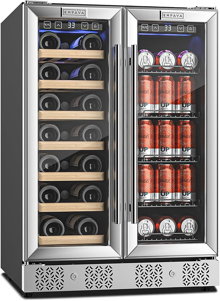 Empava Wine and Beverage Refrigerator, 24 inch Dual Zone Wine and Beverage Cooler 78 Cans and 20 ... | Amazon (US)