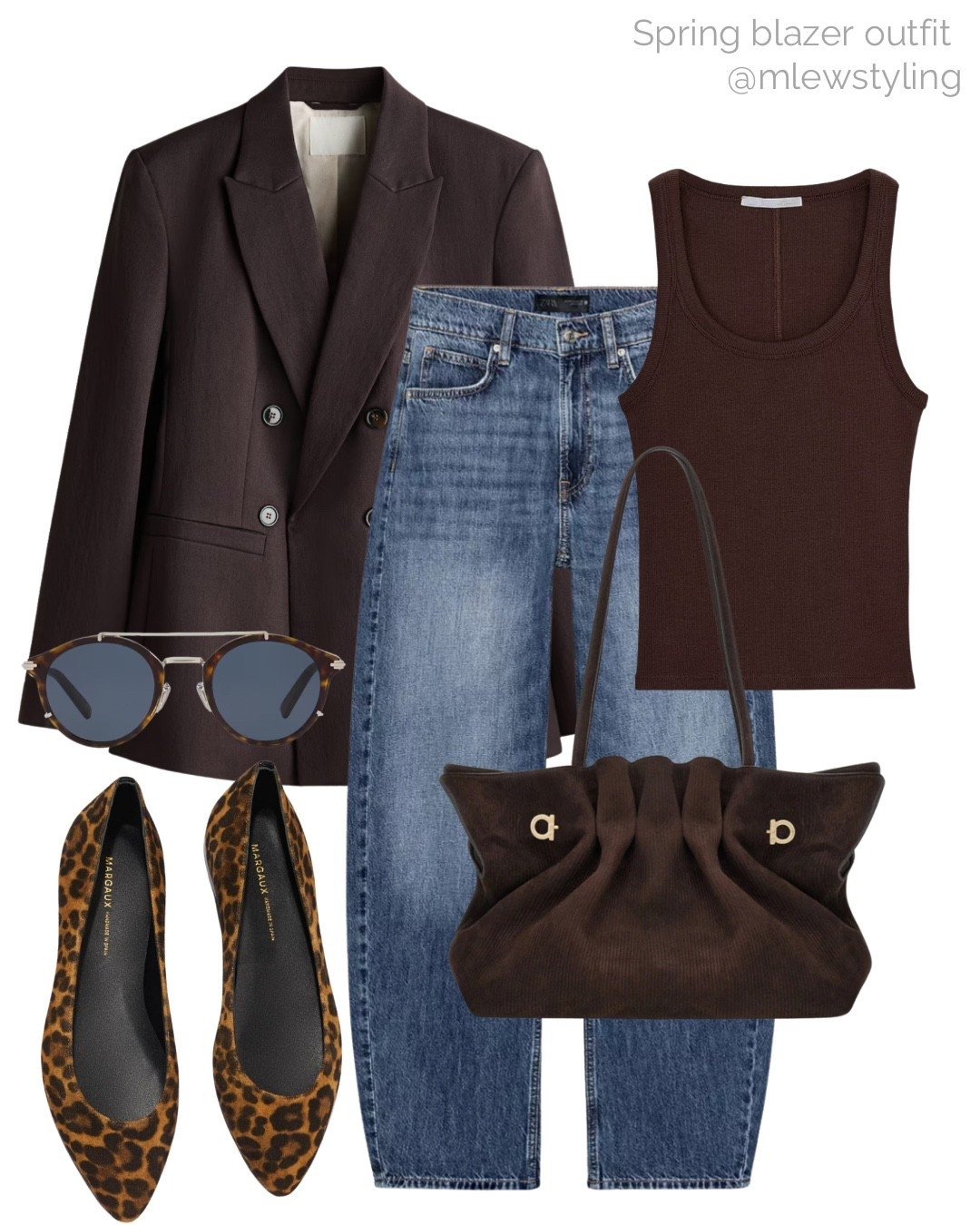 Brown blazer & leopard ballet flats 🐆

Tags: chocolate brown outfit, Zara barrel leg jeans, ribbed tank, Ferragamo suede tote bag, Dior aviator sunglasses, neutral aesthetic, spring outfit, capsule wardrobe, casual workwear 

#LTKootd #LTKgrwm #LTKWorkwear