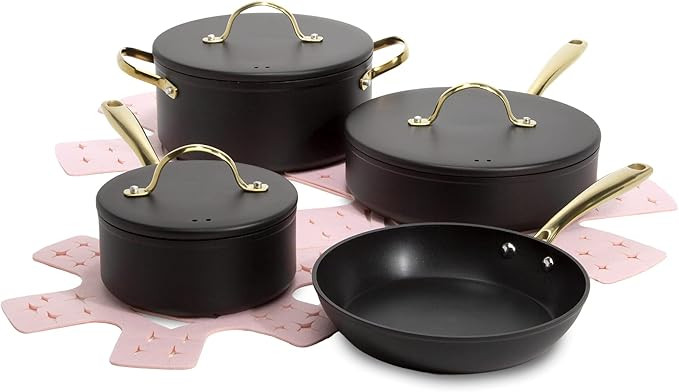Paris Hilton Iconic Nonstick Pots and Pans Set, Multi-layer Nonstick Coating, Matching Lids With ... | Amazon (US)