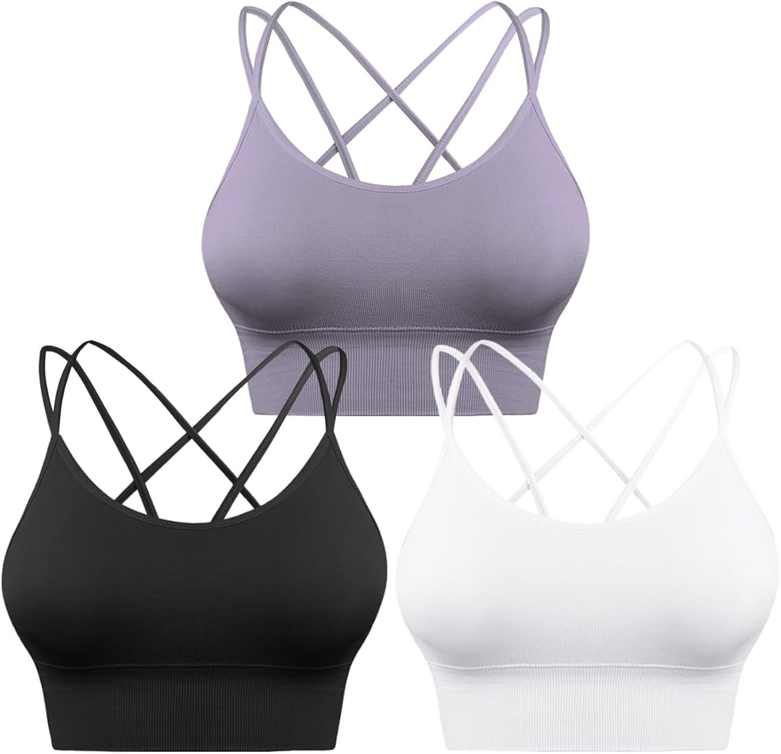 Sykooria 3 Pack Strappy Sports Bra for Women Sexy Crisscross for Yoga Running Athletic Gym Workou... | Amazon (US)