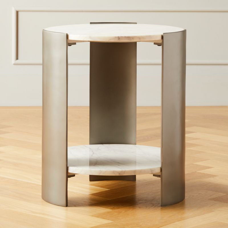 Beret Marble 2-Tier Side Table + Reviews | CB2 | CB2