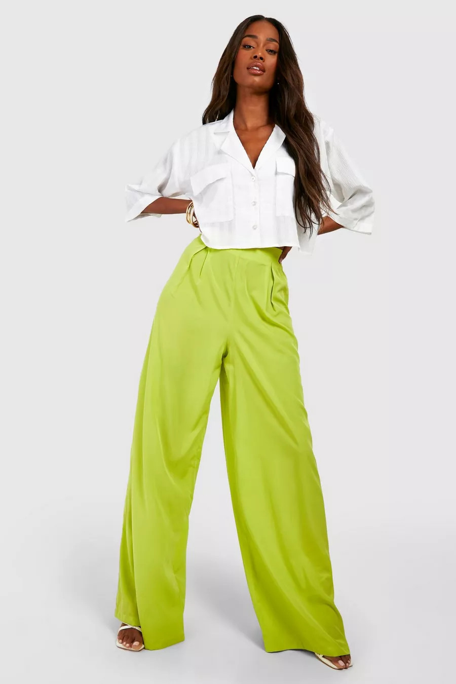 Geplooide Wide Leg Palazzo Broek | Boohoo.com (NL)