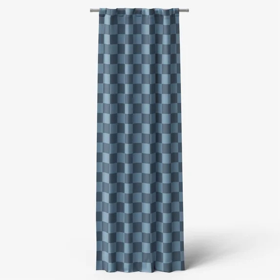 Mainstays Kids Navy Blue Check Printed Blackout Rod Pocket with Back Tabs Single Curtain Panel, S... | Walmart (US)