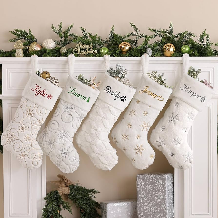 Personalized Christmas Stockings 4 Pack Custom Stockings with Names for Family Kids Faux Fur Larg... | Amazon (US)