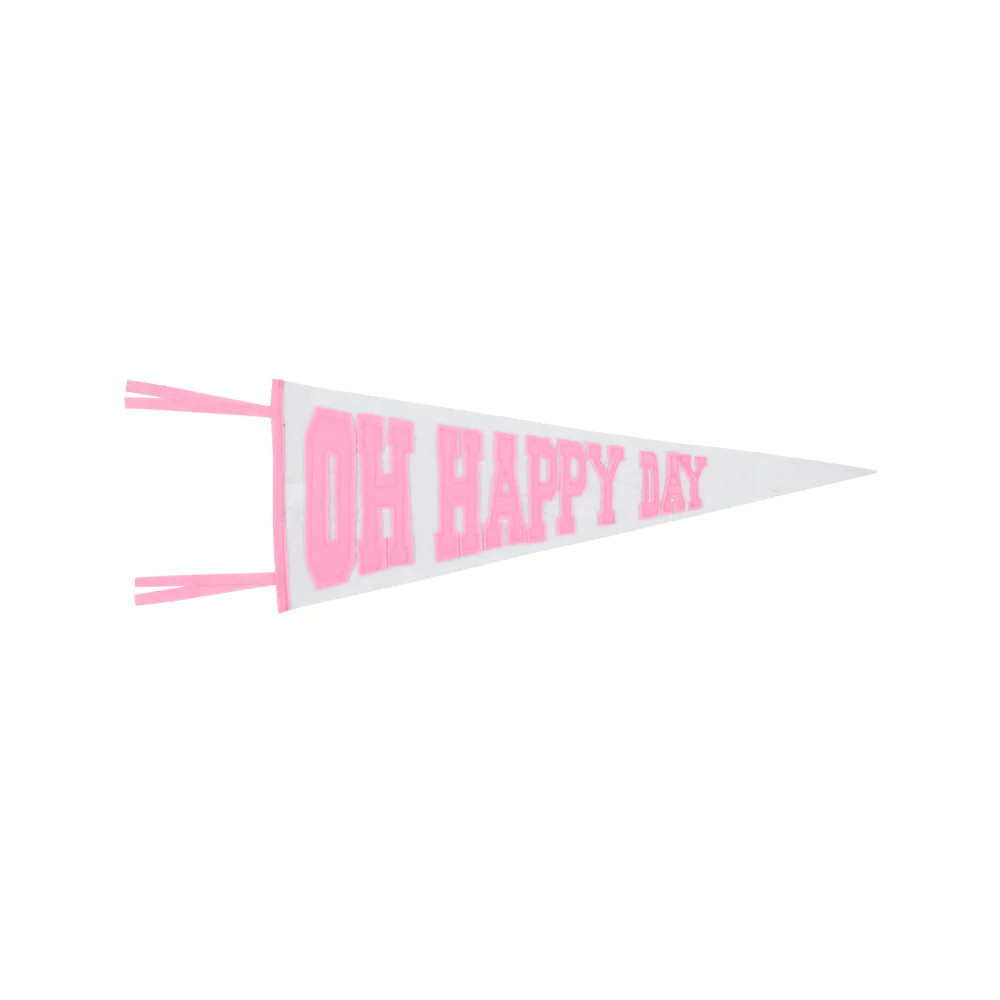 Picture Pennant - Worth Avenue White with Hamptons Hot Pink "Oh Happy Day" | The Beaufort Bonnet Company