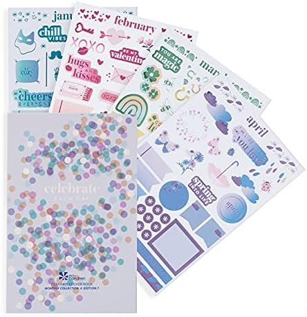 Monthly Sticker Book - Edition 7. 12 Mixed Metallic Sheets, 446 Stickers. Inspirational Saying, Mont | Amazon (US)