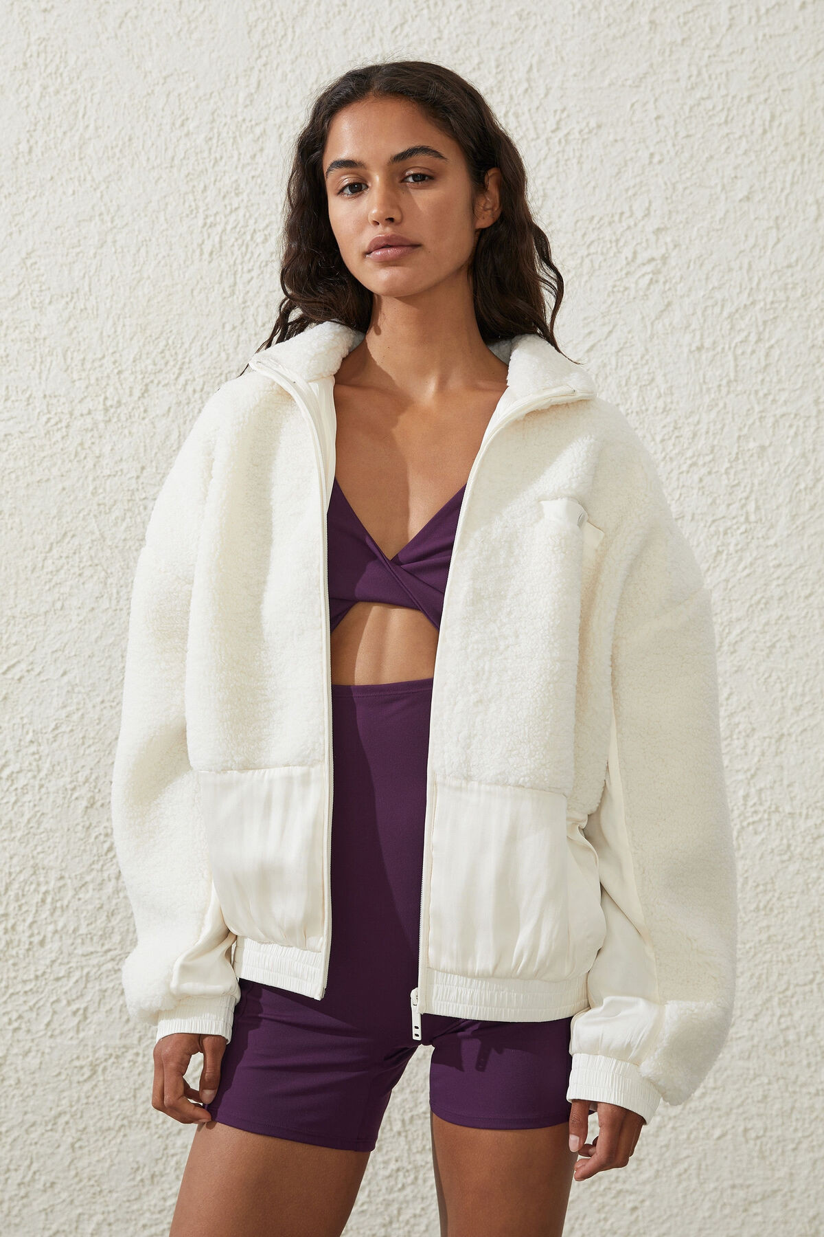 Sherpa Contrast Zip Through Long Sleeve | Cotton On (UK)