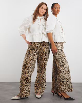 Leopard Print Denim Wide Leg Jeans | Simply Be (UK)