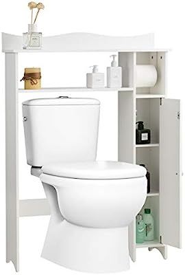 Giantex Over The Toilet Storage Rack for Bathroom W/Side Storage Cabinet and Adjustable Shelves, ... | Amazon (US)