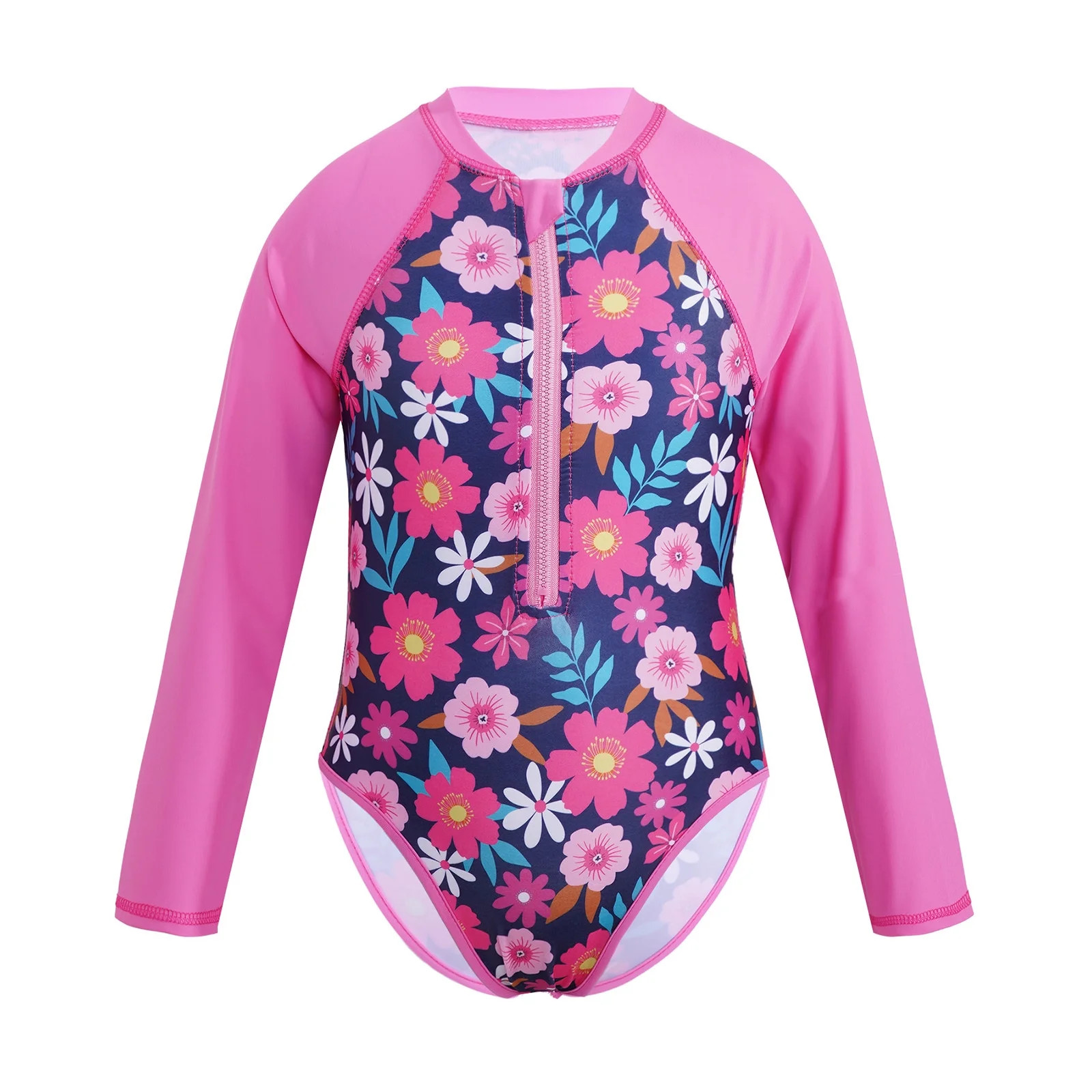 MSemis Kids Girl Long Sleeve Rash Guard Rashguard Swimsuit with UPF 50+, One-Piece, Sizes 4-16 Ro... | Walmart (US)