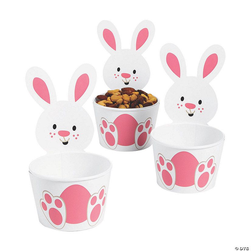 Easter Bunny-Shaped Disposable Paper Snack Cups - 12 Pc. | Oriental Trading Company