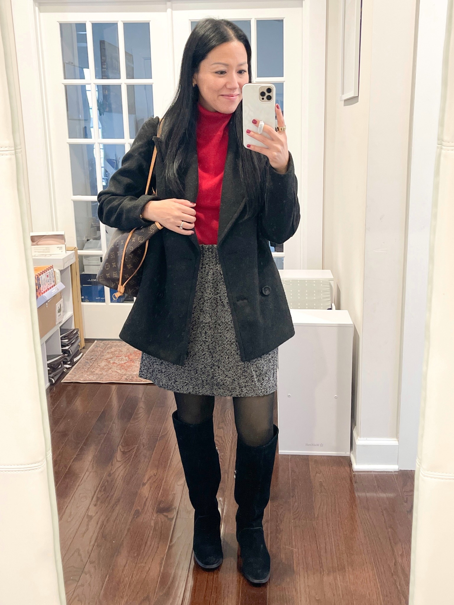 Exact coat is older from Old Navy
Red cashmere turtleneck is NYDJ
Skirt is older from J.Crew Factory size 2
Boots are true to size


#LTKOver40 #LTKootd #LTKFindsUnder50