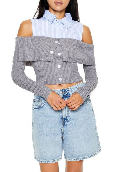 Pinstriped Combo Sweater Top | Forever 21
