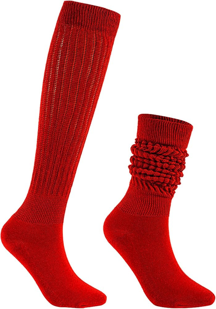 Bestjybt 80s Slouch Socks for Women, Scrunch Knee High Socks Boot Socks | Amazon (US)