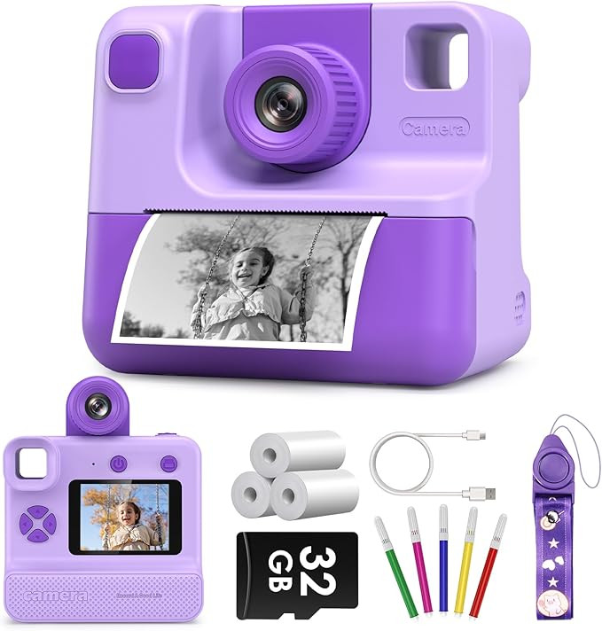 Kids Camera Instant Print, Christmas Birthday Gifts for Toddle Girls Boys Age 3-12, 24MP & 1080P ... | Amazon (US)
