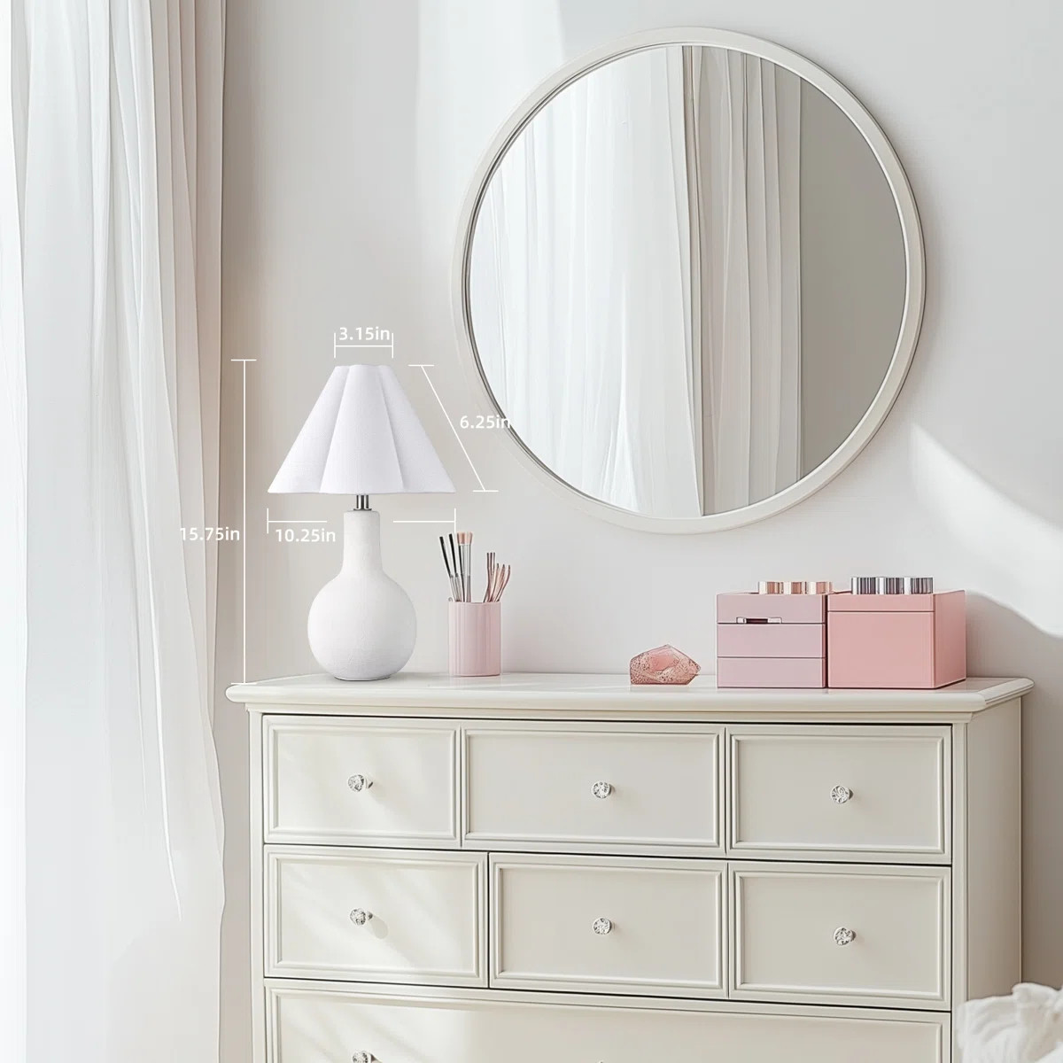 Srivatsa 16‘’ White Ceramic Kids Table Lamp with Wavy Shade | Wayfair North America