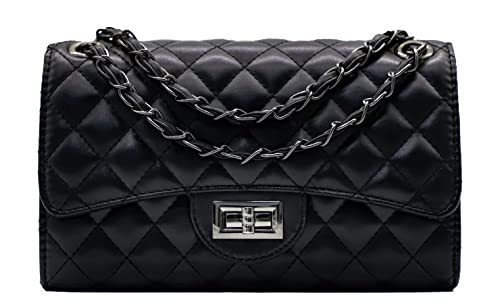 Eveupp Black Quilted Purse with Chain Strap Small Quilted Crossbody Bags for Women Shoulder Bag Clutch Purses M | Amazon (US)