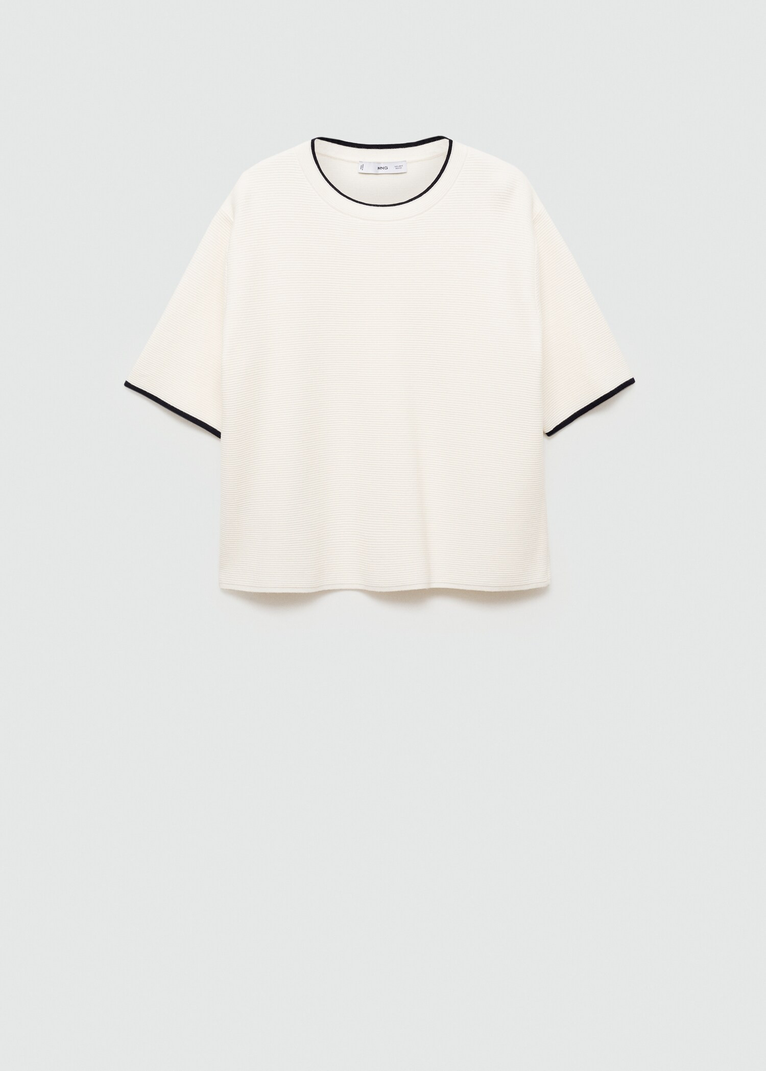 Short-sleeved sweater with contrasting trims - Woman | MANGO United Kingdom | MANGO (UK)