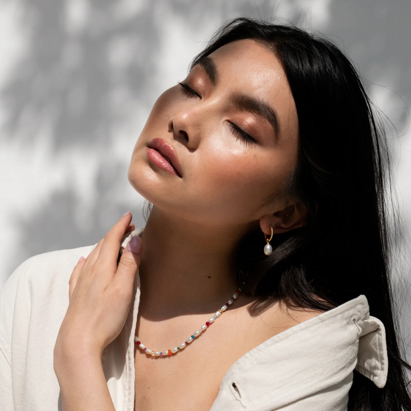 Timeless Oval Pearl Charm Hoops | Dower & Hall