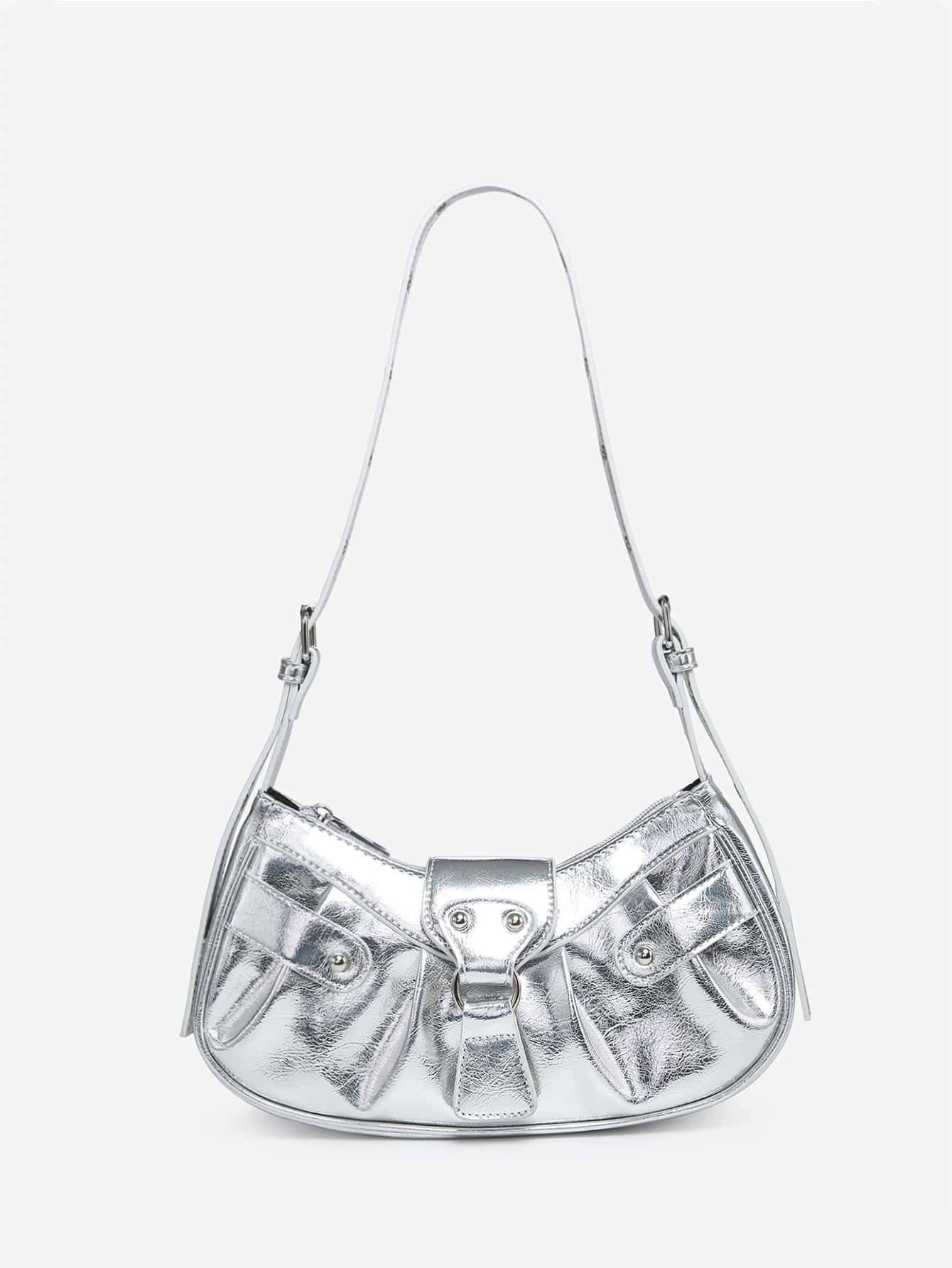 Lightweight,Business Casual Metallic Buckle Decor Hobo Bag For Teen Girls Women College Students,... | SHEIN