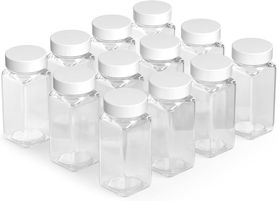 TAFTS SQUARE Glass Spice Jars & Bottles l 33% Thicker - 12 Pcs Glass Spice - 3 oz or 4oz Empty Gl... | Amazon (US)