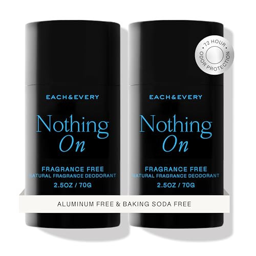 Each & Every Aluminum Free Deodorant for Men & Women, Unscented - Fragrance-Free All Natural Deodorant for Sensitive Skin, EWG Verified - Clean, Baking Soda-Free, Plant-Based Fragrance - 2.5oz, 2 Pack | Amazon (US)