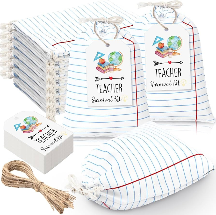 Sweetude 24 Set Teacher Appreciation Survival Kit Supplies Gifts Bags 5 x 7 Inch Bulk Notebook Ba... | Amazon (US)