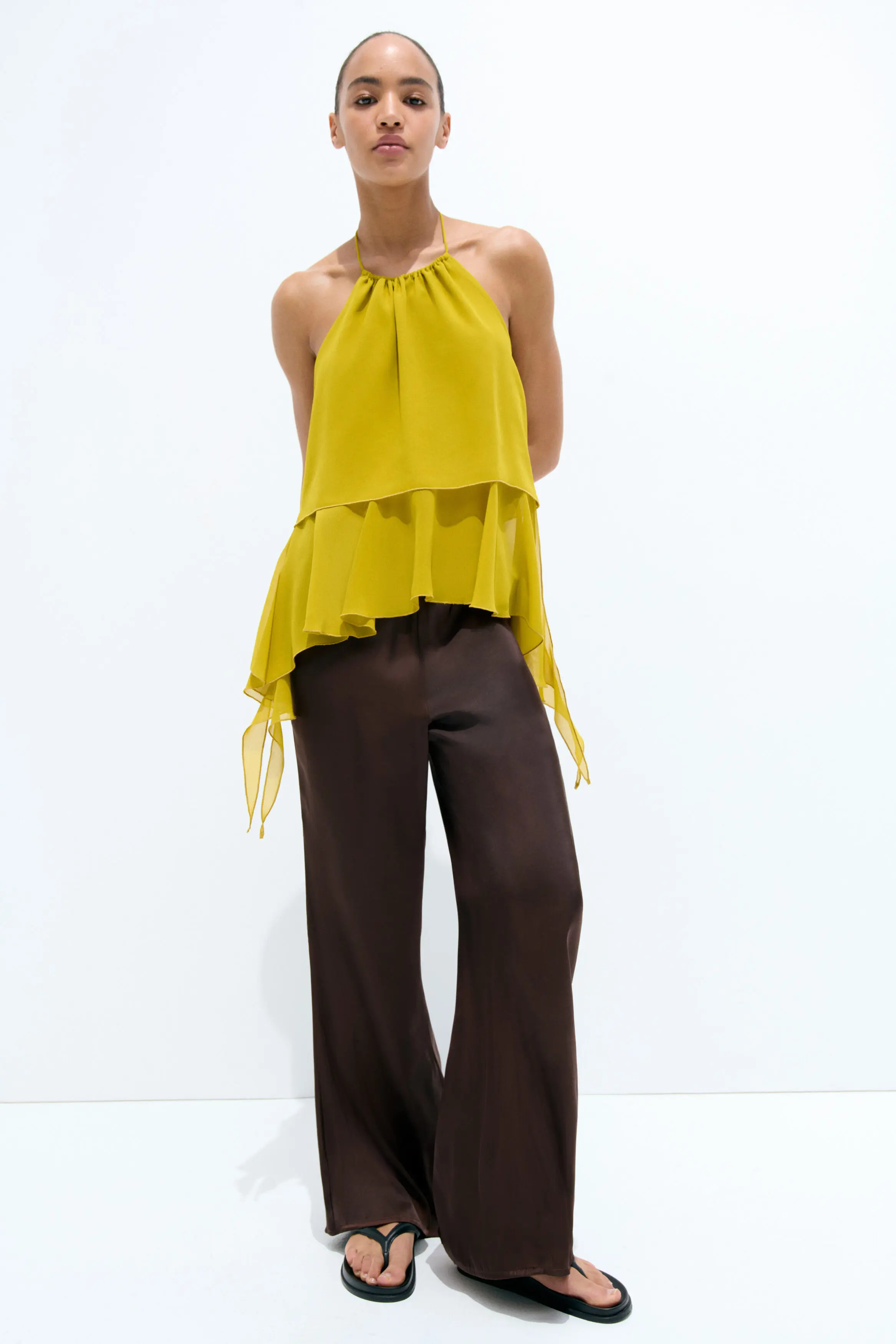 H&M Flared Satin Trousers (Women) | Nordstrom | Nordstrom