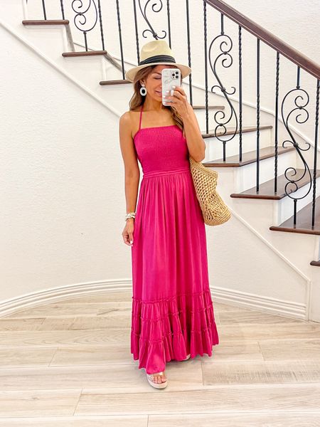 Dress in small: color is Magenta. Really good Free People lookalike
Wearing pasties and linked
Sandals tts
Vacation outfit, amazon finds, summer outfit, cruise, Europe travel, beach wedding 

#LTKFind #LTKunder50 #LTKwedding