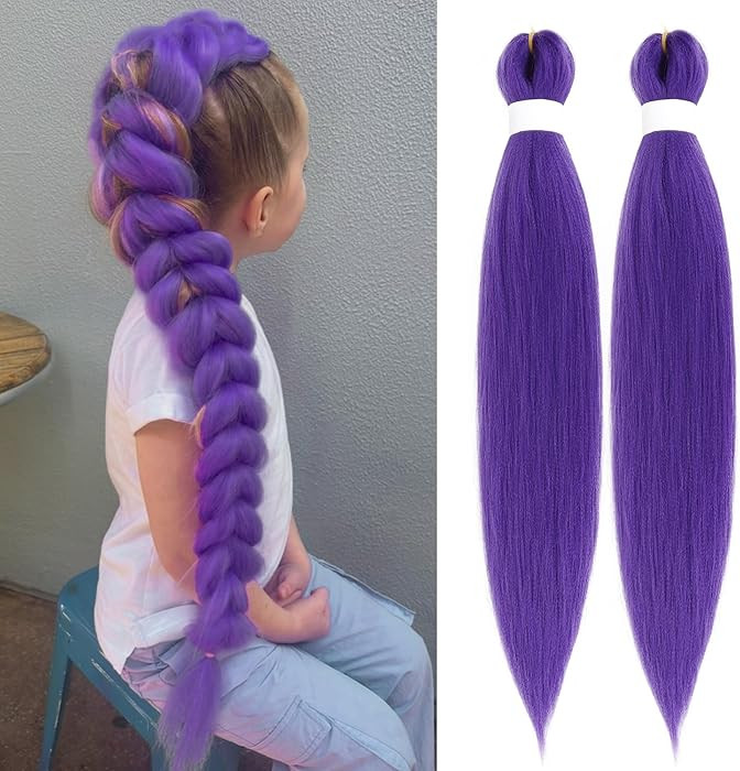Long Purple Braiding Hair Pre Stretched Synthetic Braiding hair Extensions for Braids, Purple Hai... | Amazon (US)