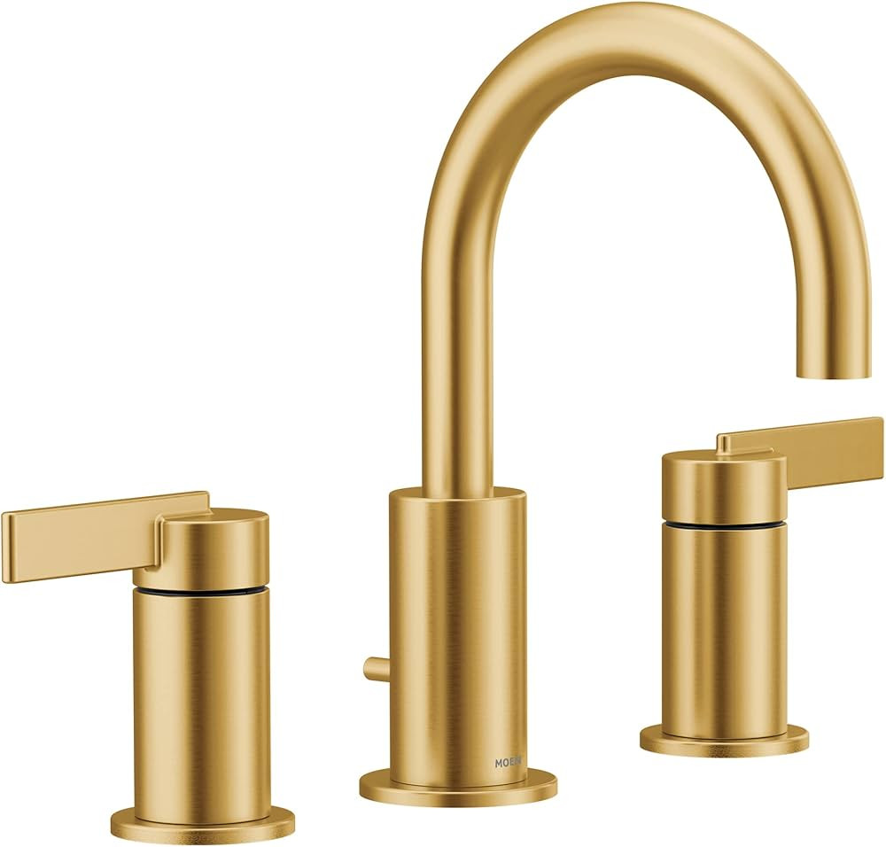 Moen Brushed Gold Cia Widespread 2-Handle High-Arc Bathroom Faucet , 3-Hole Bathroom Sink Faucet,... | Amazon (US)