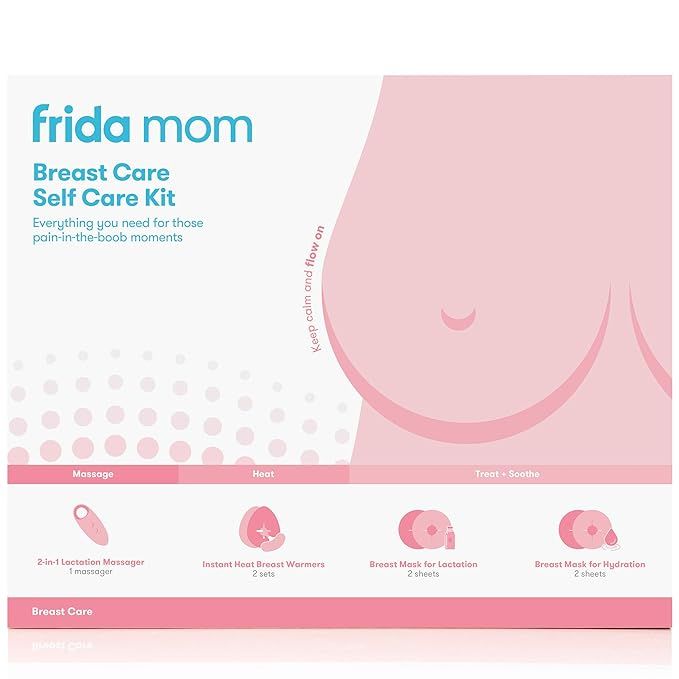 Frida Mom Breast Care Self Care Kit - 2-in-1 Lactation Massager, Instant Heat Breast Warmers, Bre... | Amazon (US)