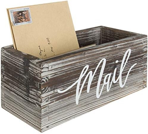 MyGift Rustic Torched Wood Tabletop Decorative Mail Holder Storage Box with Letter Word Script De... | Amazon (US)