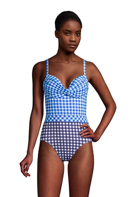 Draper James x Lands' End Women's Tummy Control Chlorine Resistant Wrap One Piece Swimsuit | Lands' End (US)