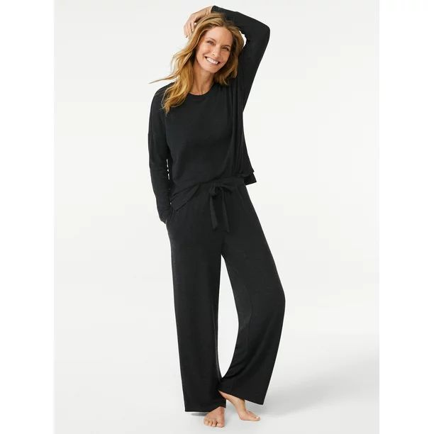 Joyspun Women's Long Sleeve Top and Pants Pajama Set, 2-Piece, Sizes up to 3X - Walmart.com | Walmart (US)