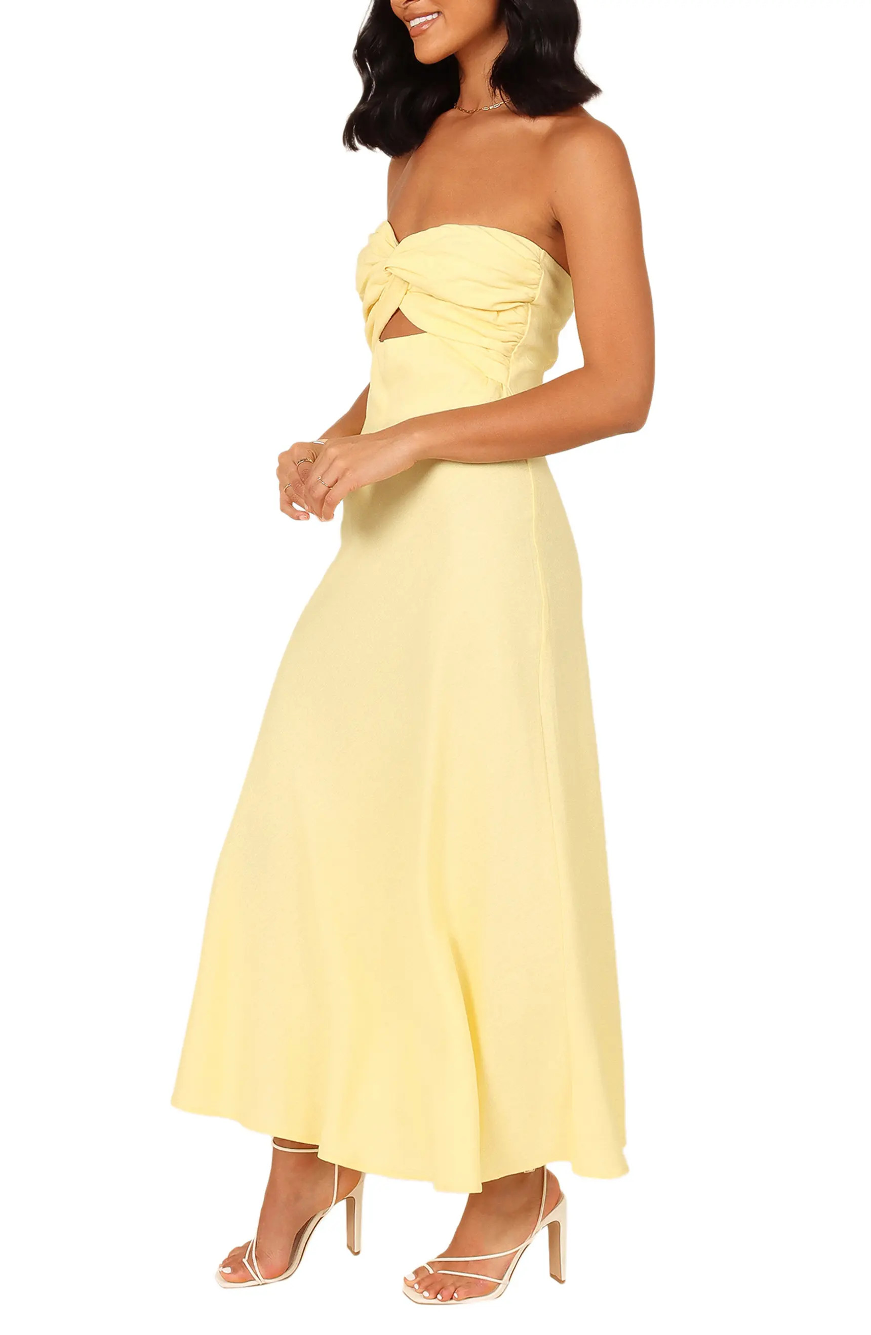 Rosetta Cutout Cotton & Linen Strapless Dress | Nordstrom