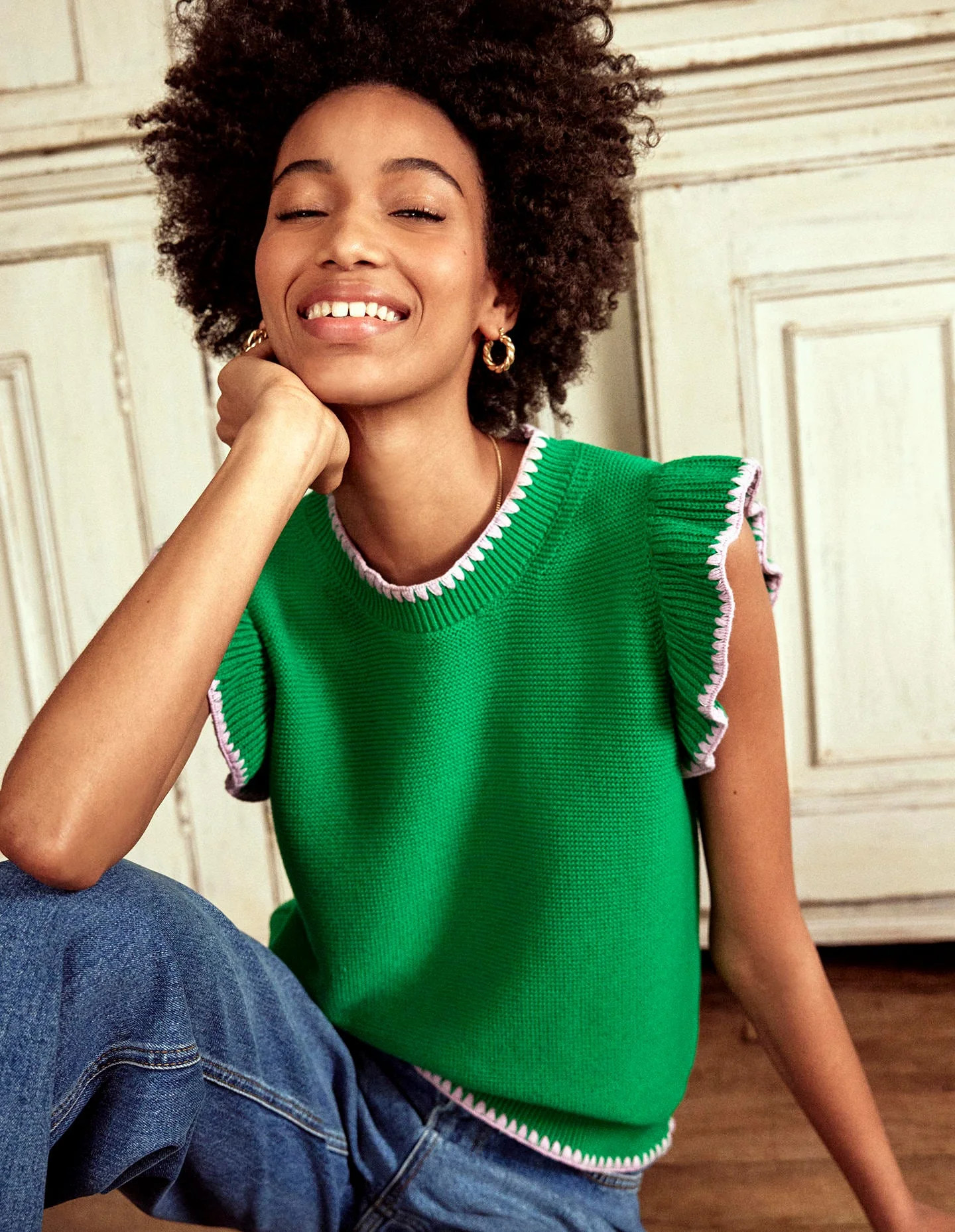 Lena Stitch Detail Vest-Rich Emerald | Boden (US)