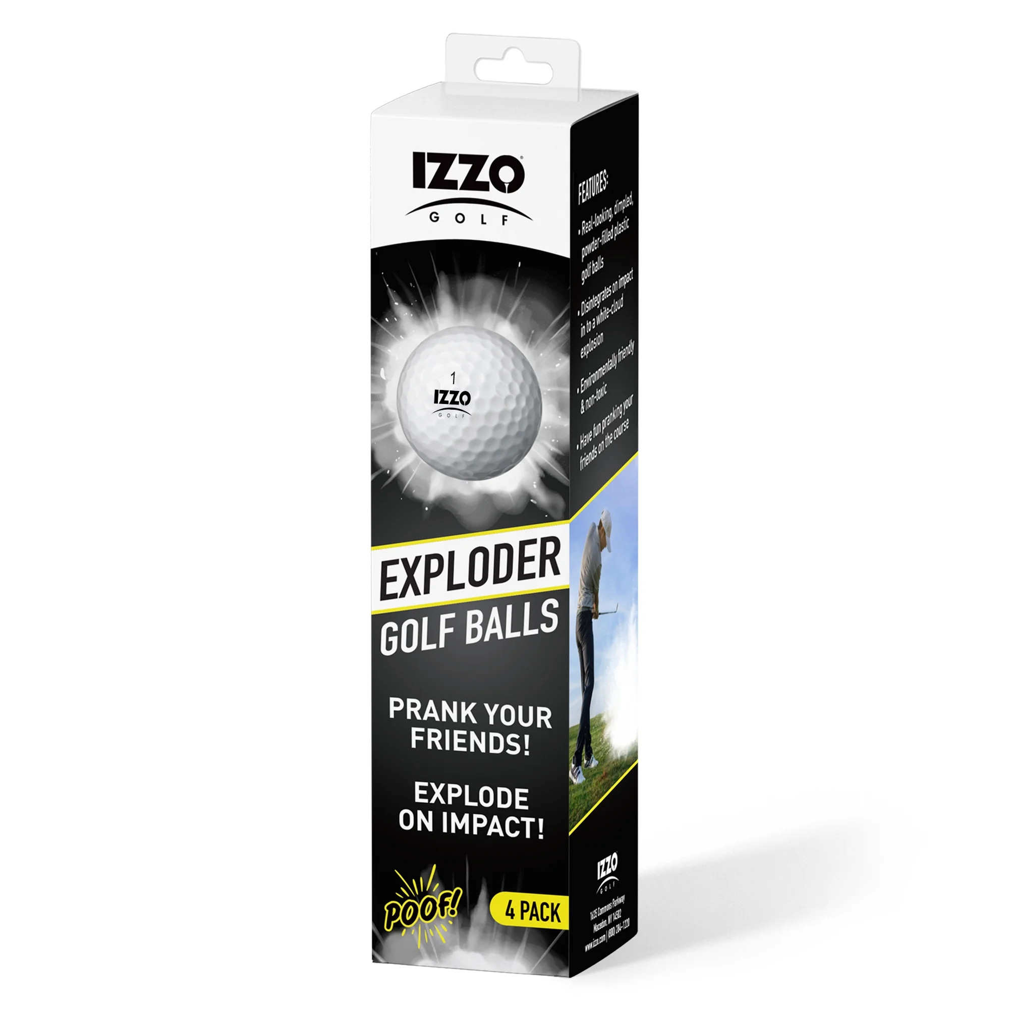 Izzo Golf Exploder Prank Golf Balls, White and Dimpled, 4 Pack | Walmart (US)