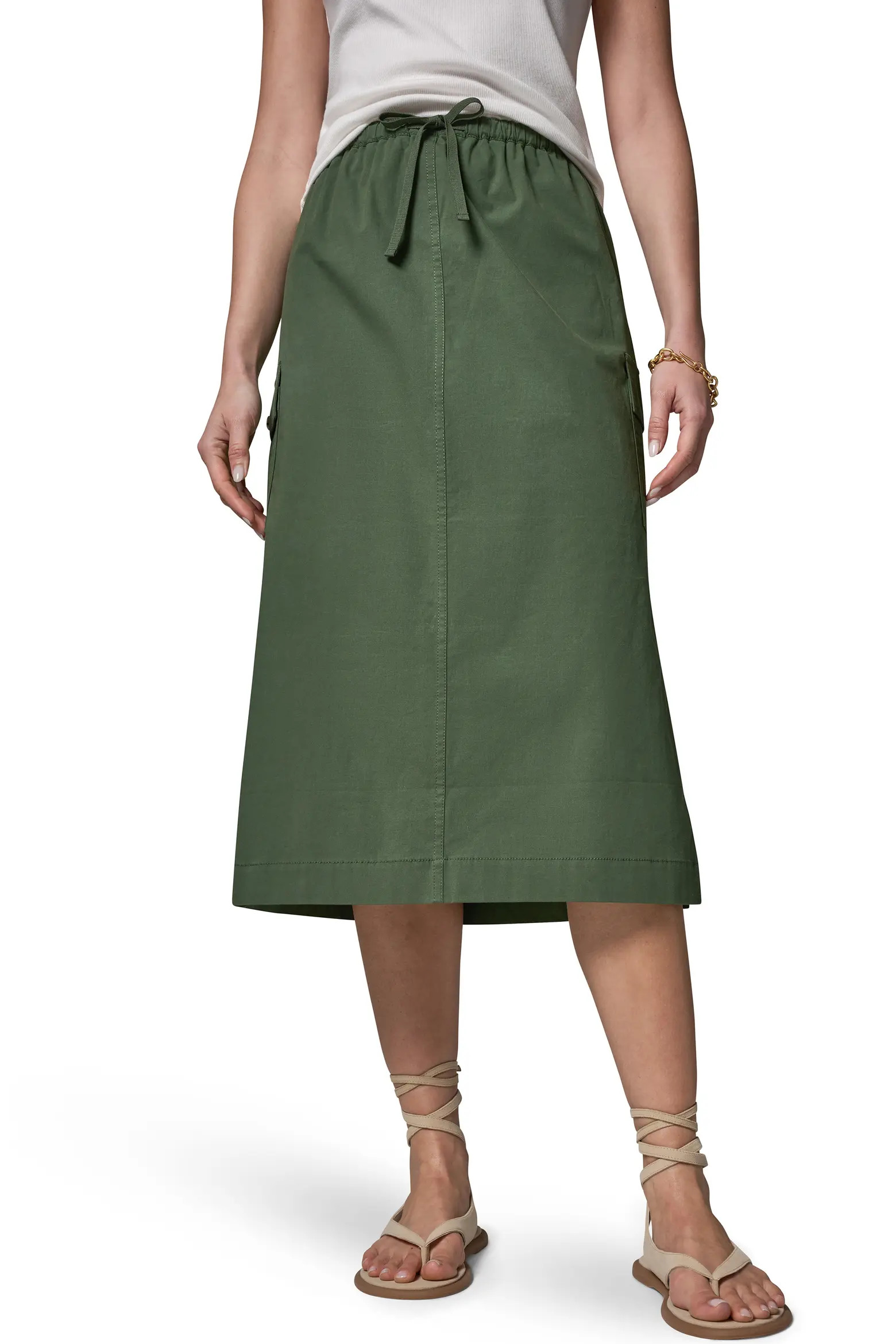 Donna Karan New York Tie Waist Cargo Midi Skirt (Women) | Nordstrom | Nordstrom