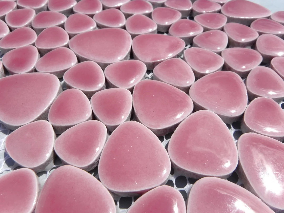 Pink Pebble Mosaic Tiles - Half Pound Ceramic Tiles in Assorted Sizes | Etsy (US)