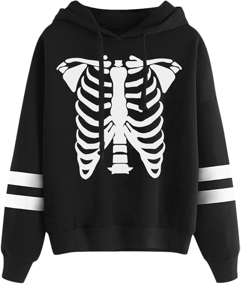 Spadehill Halloween Women Long Sleeve Pumpkin Skeleton Hoodies | Amazon (US)