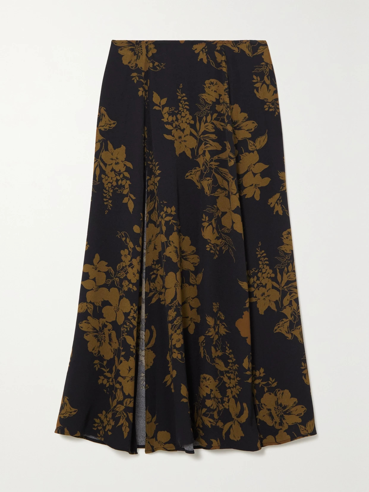 Reformation - Zoe Floral-print Crepe Midi Skirt - Black | NET-A-PORTER (US)