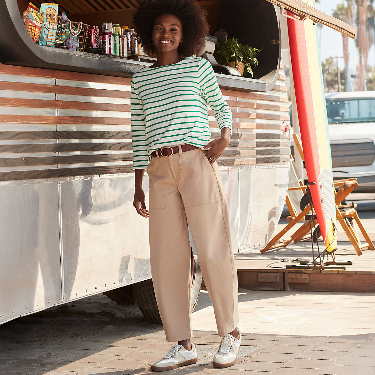 Women's Chino High Rise Barrel Leg Utility Ankle Pants | Lands' End (US)