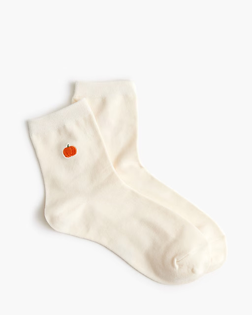 Embroidered pumpkin boot socks | J.Crew Factory