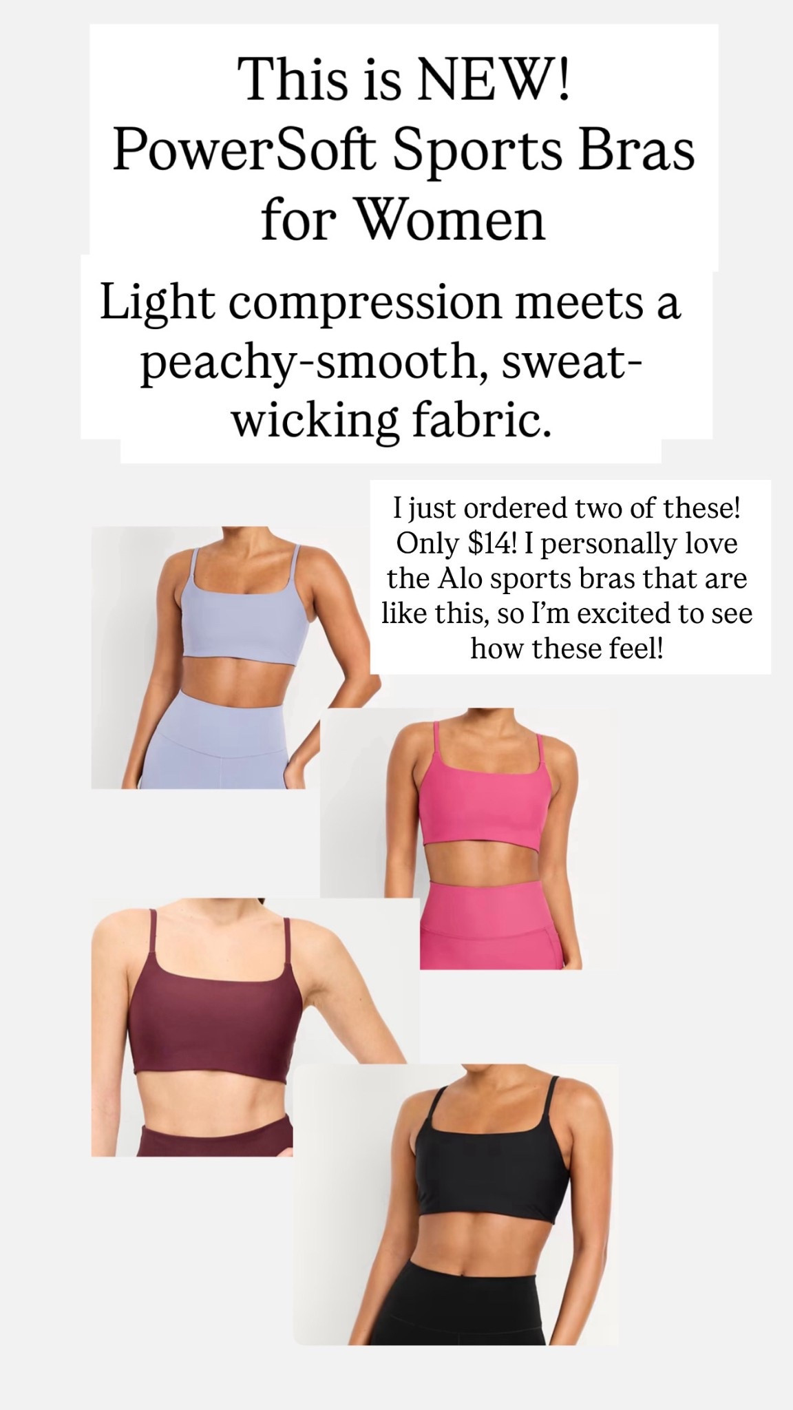 Old Navy has come out with these power soft sports bras that look so good! I’m so excited to try these only $14 right now. 

#LTKSaleAlert #LTKActive