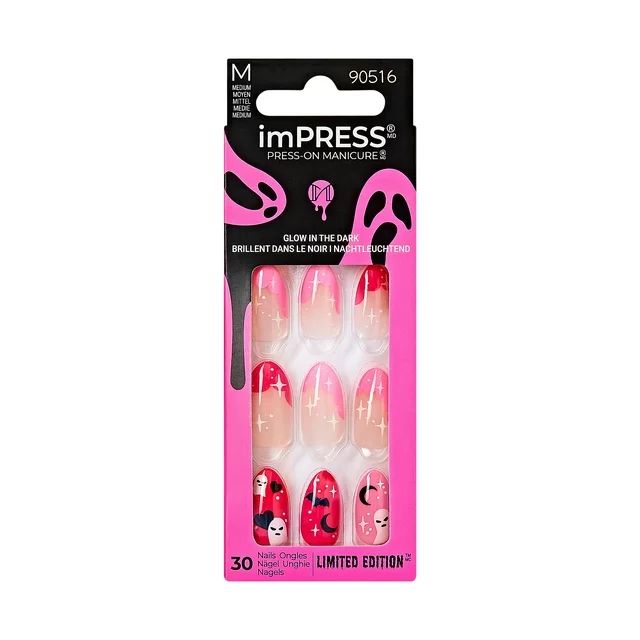 KISS imPRESS Press-On Manicure Halloween, Neutral, Medium Length, Almond Shape, ' Spooky Vibes', ... | Walmart (US)