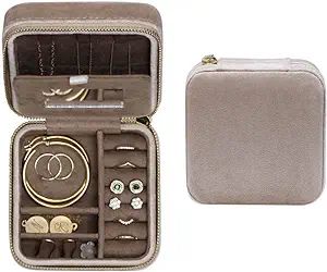 BLUTETE Travel Jewelry Box Organizer Velvet Travel Case With Mirror Ring Earrings Necklaces Stora... | Amazon (US)