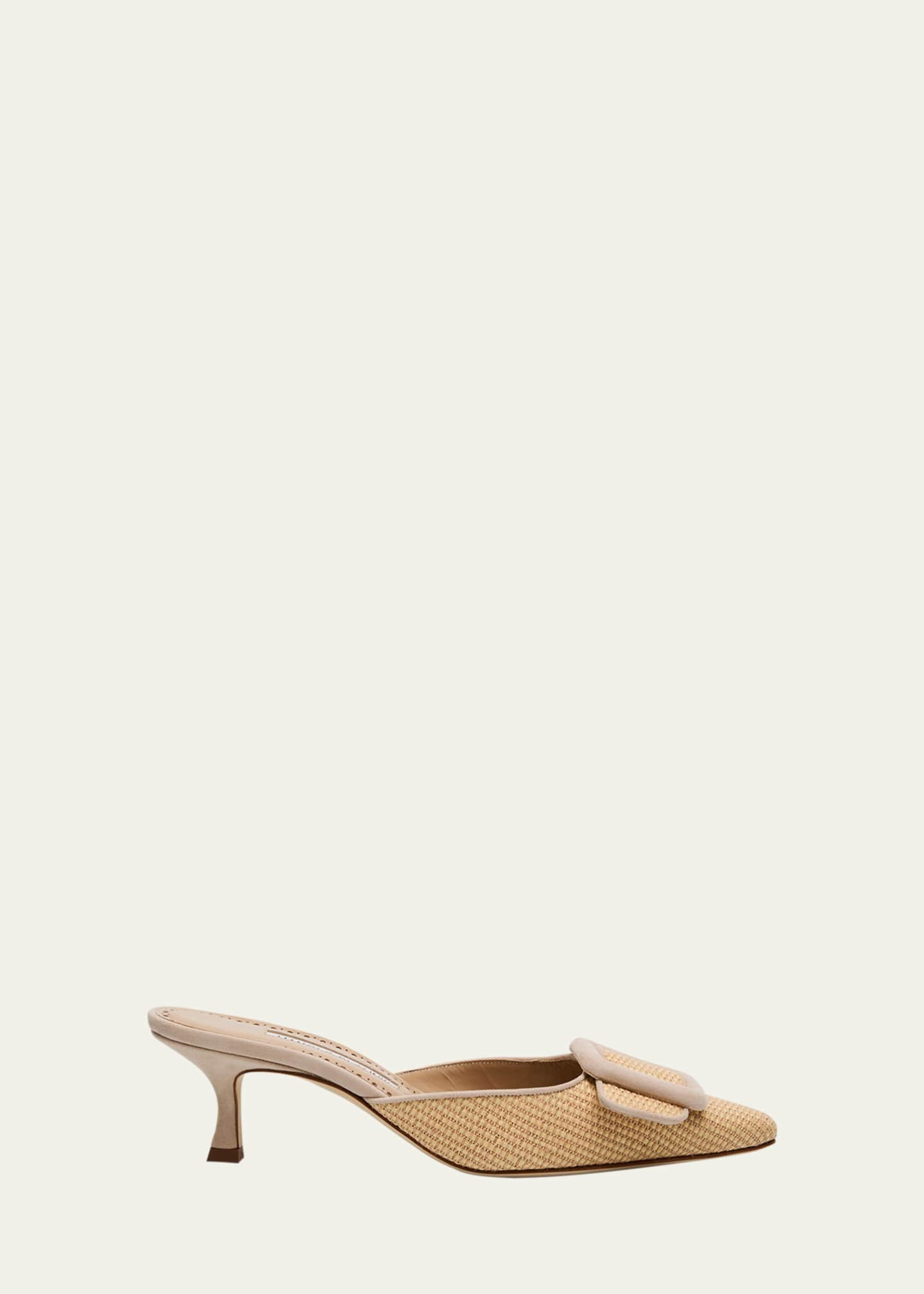 Manolo Blahnik Maysale Woven Buckle Mule Pumps | Bergdorf Goodman